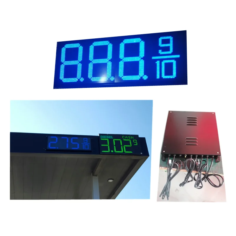 Red Green White Gas station shelves fuel canopy led price sign leds gas station price display