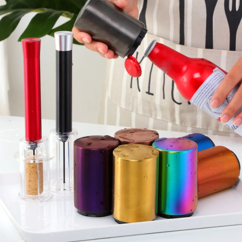 Kitchen Bar Home Gifts Metal Automatic Push Down Custom Stainless Steel Beer Bottle Opener