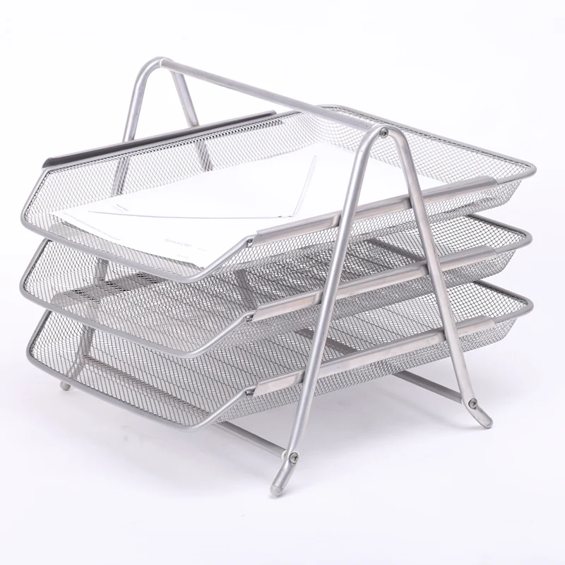 Office metal mesh desk  paper tray with3 layers