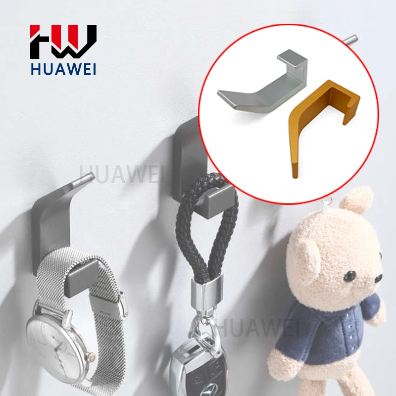 HUAWEI Behind The Door Clothes Wall No Punch Single Coat Aluminium Alloy Kitchen Bathroom Wardrobe Hook Clasp Hanger
