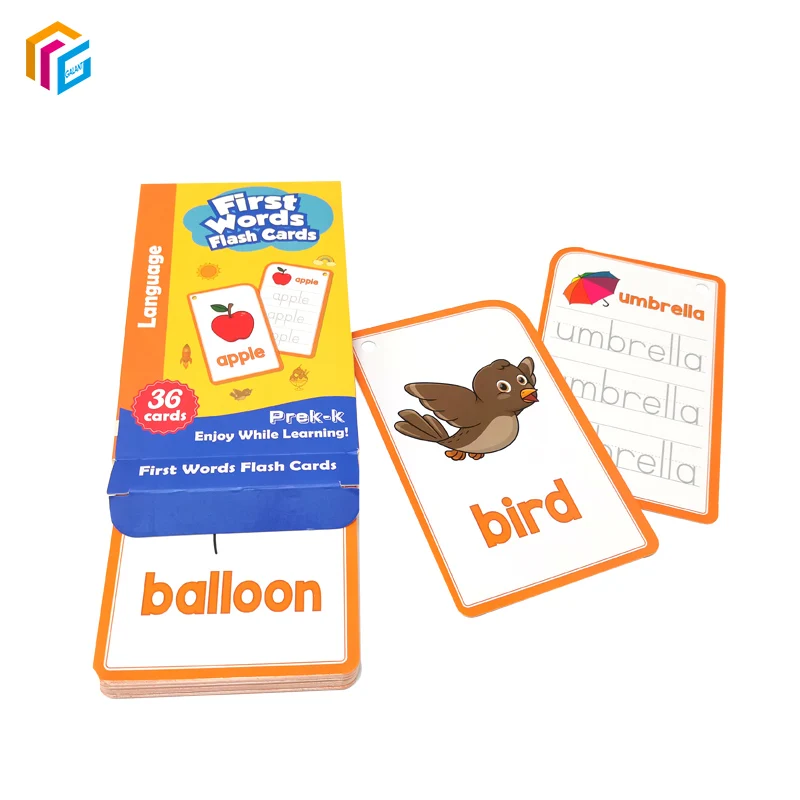 Custom Brand Kids Educational Playing Cards Printing English Card Game Learning Flash Cards