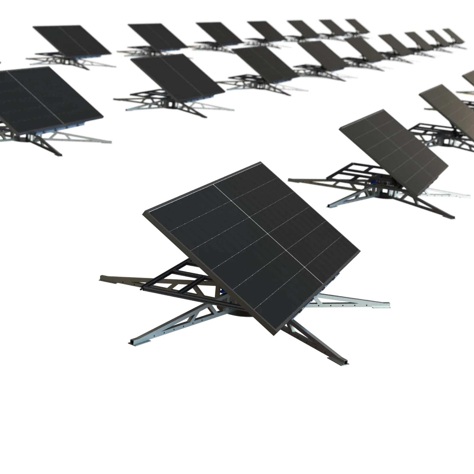 Dual Axis Solar Tracker for Roof Mounting Auto Tracking Sun by Light Sensor Wind Resistance Panel Rack High Efficient
