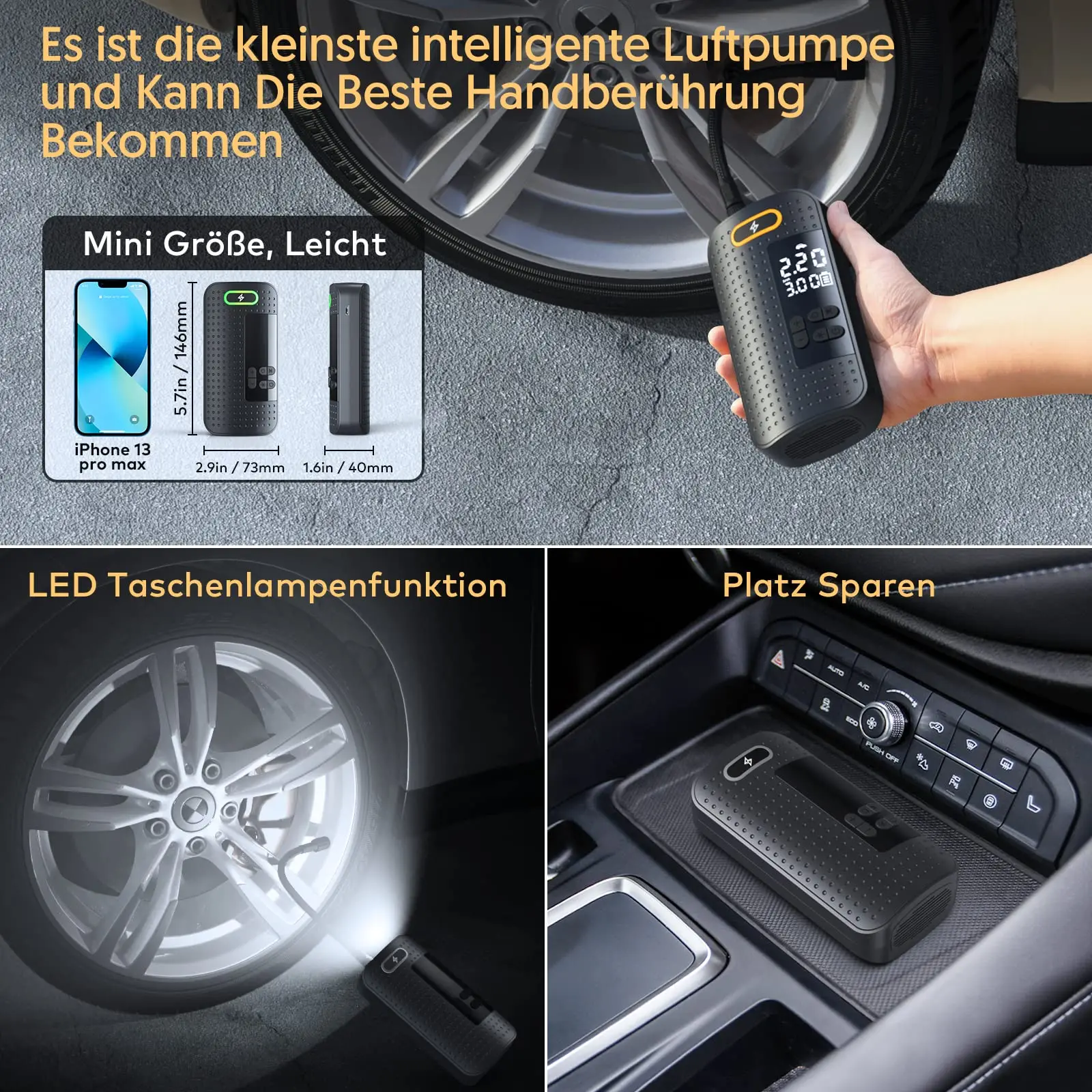 Very Nice Gray ABS+Metal Professional for Cars Bicycles and Bicycles  Compressor Tyre Inflator