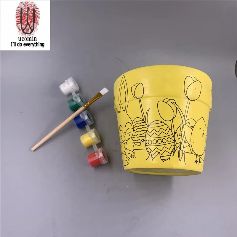 
DIY ceramic baking paint custom ceramic flowerpot vases for growing toys Planting Toy 