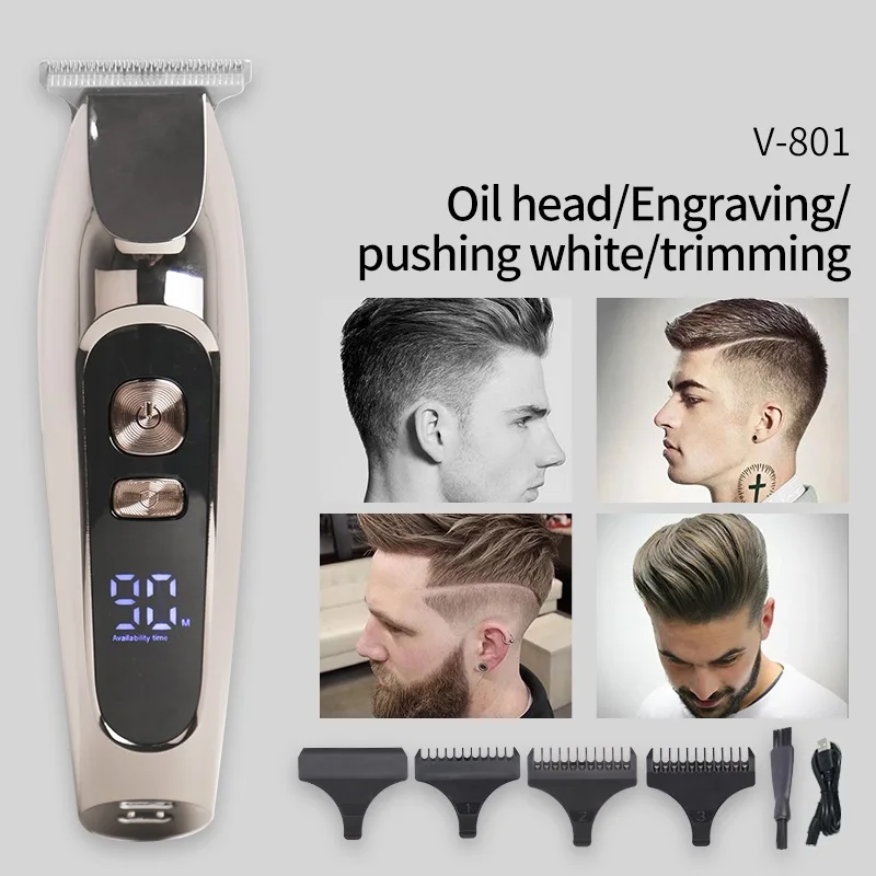 USB Rechargeable Cordless Electric Professional Electric Thread Head Bald Head Hair Hair Clipper Beard Trimmer Men