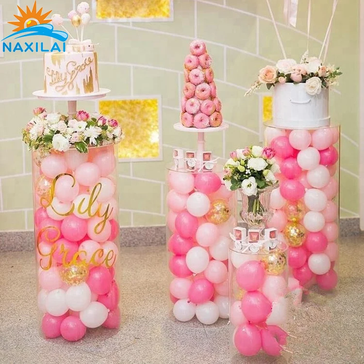 NXL wholesale gold acrylic display square plinths white wedding display acrylic round plinth clear acrylic stand round plinth