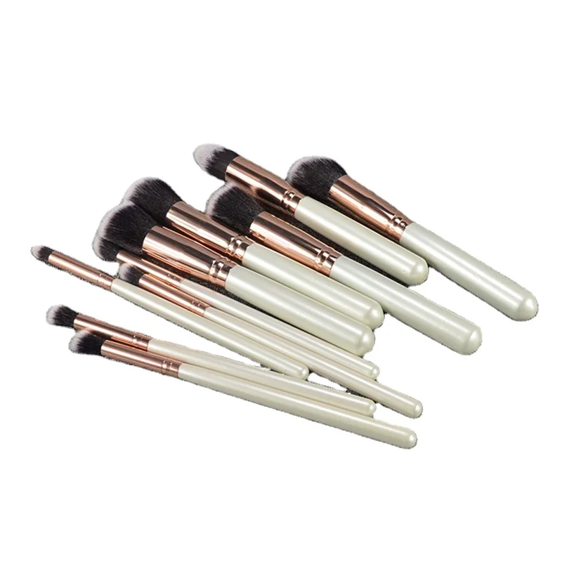 10 шт. набор кистей для макияжа Кабуки с деревянной ручкой