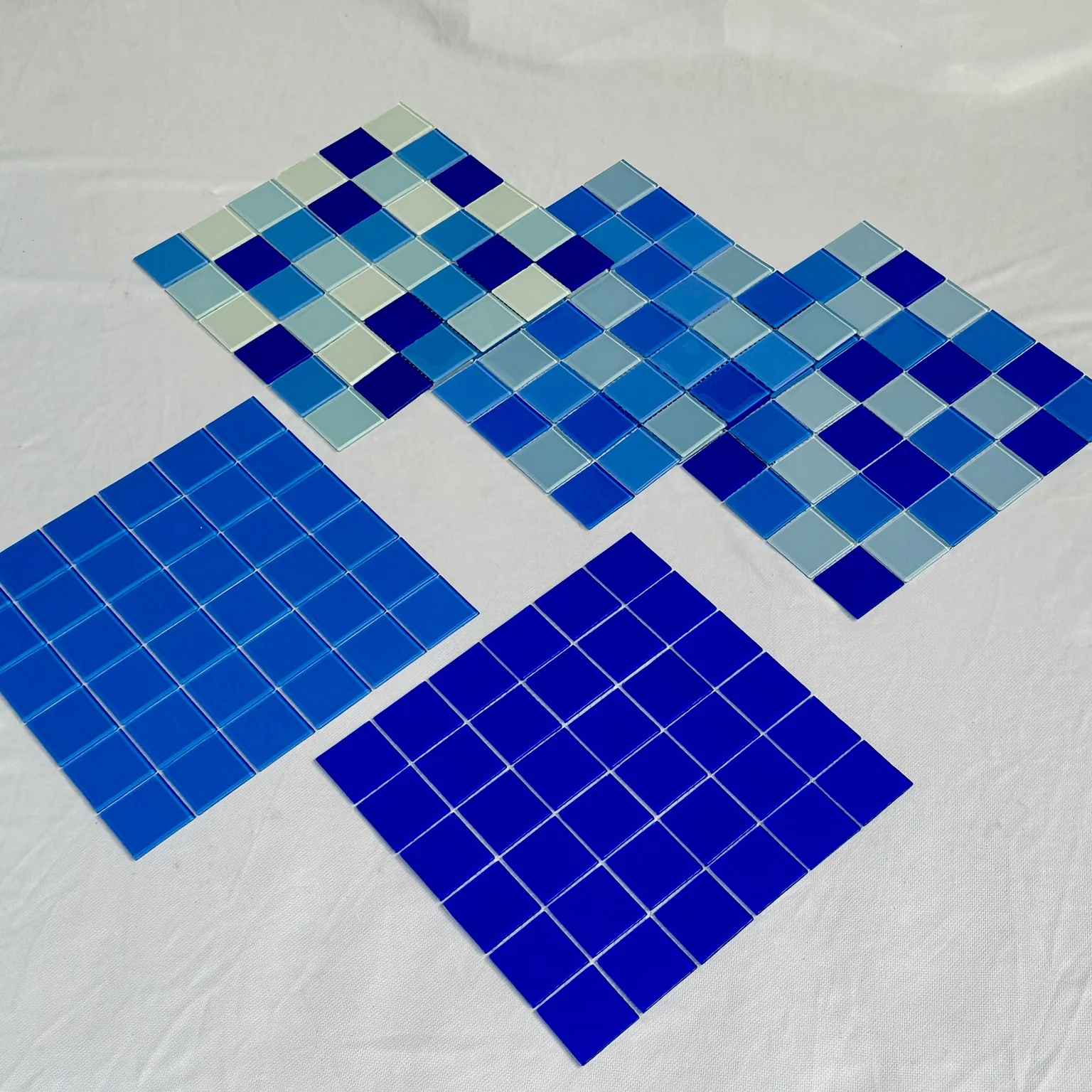 Wholesale price outdoor white blue iridescent crystal glass swimming pool mosaic tile