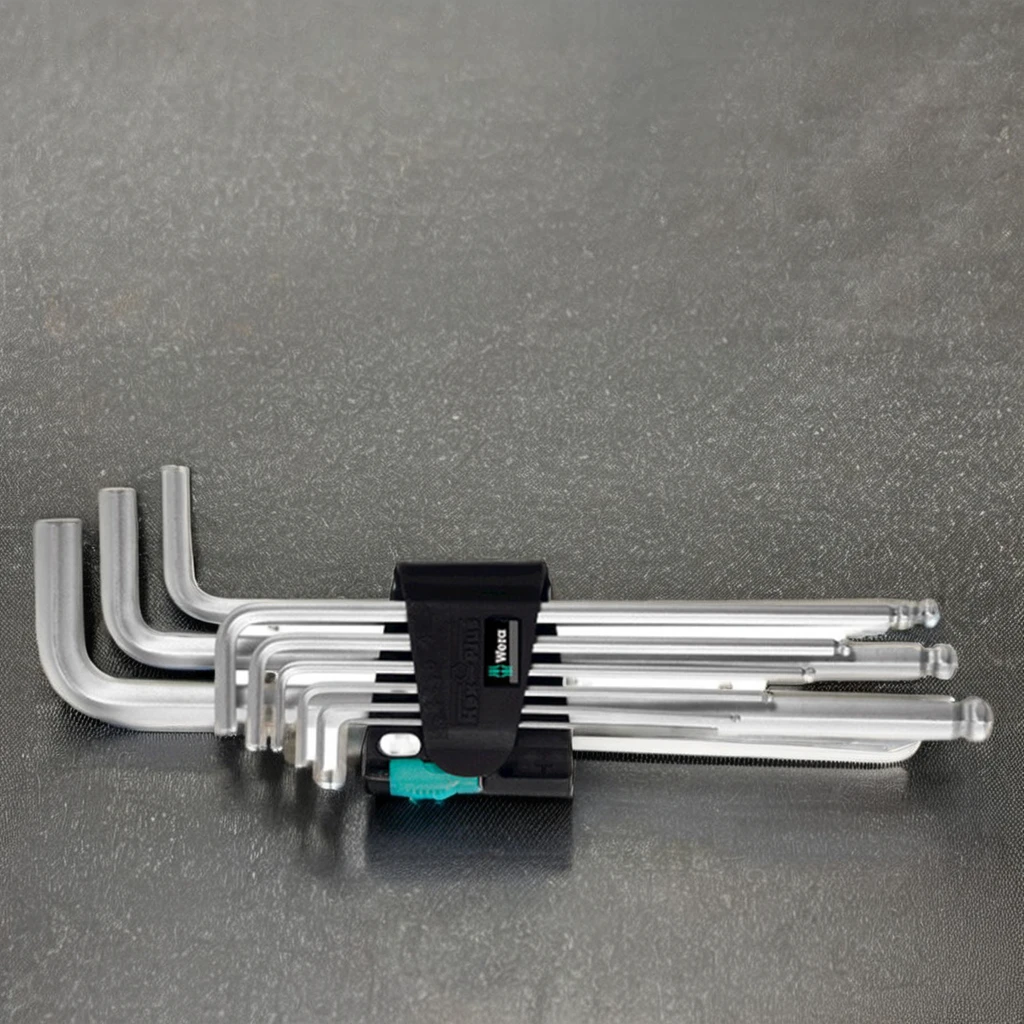 Hoffmann 627210 9 Wera Hexagon Key L-Wrench Set Hex-Plus Chrome-Plated Alloy Durable and Corrosion Resistant