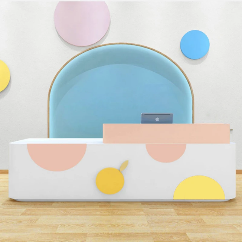 Huaxiaqipai High quality unique vintage style oval reception desk medical office reception desk front desk factory wholesale OEM