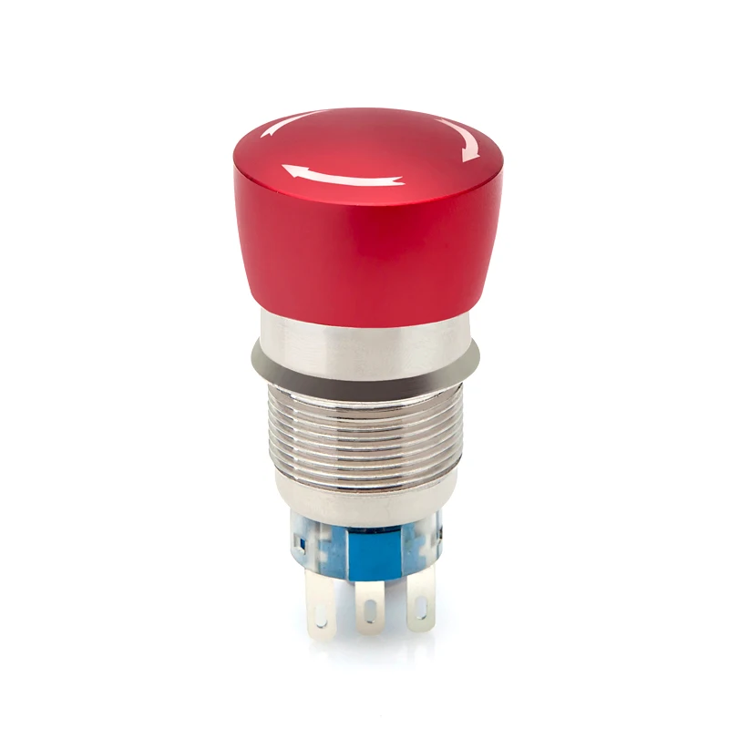 19mm Mushroom Head 250V5A Round Red Push