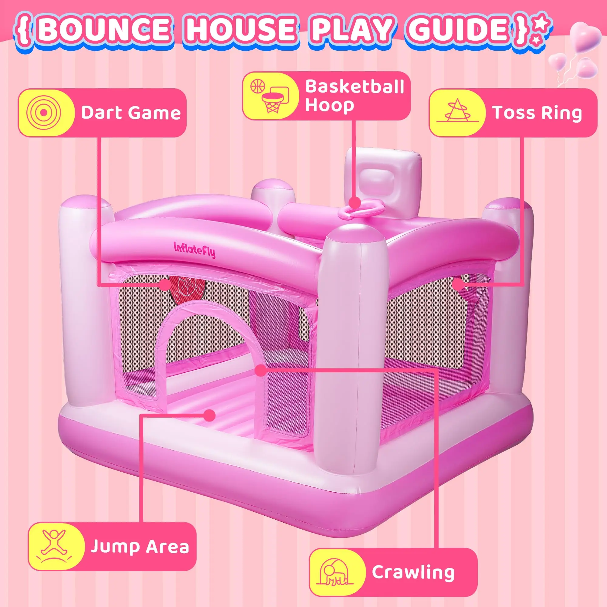 Good Quality Bouncy Castle Pink PVC Inflatable Jump House Party Small Bounce Castle Kids Bounce House