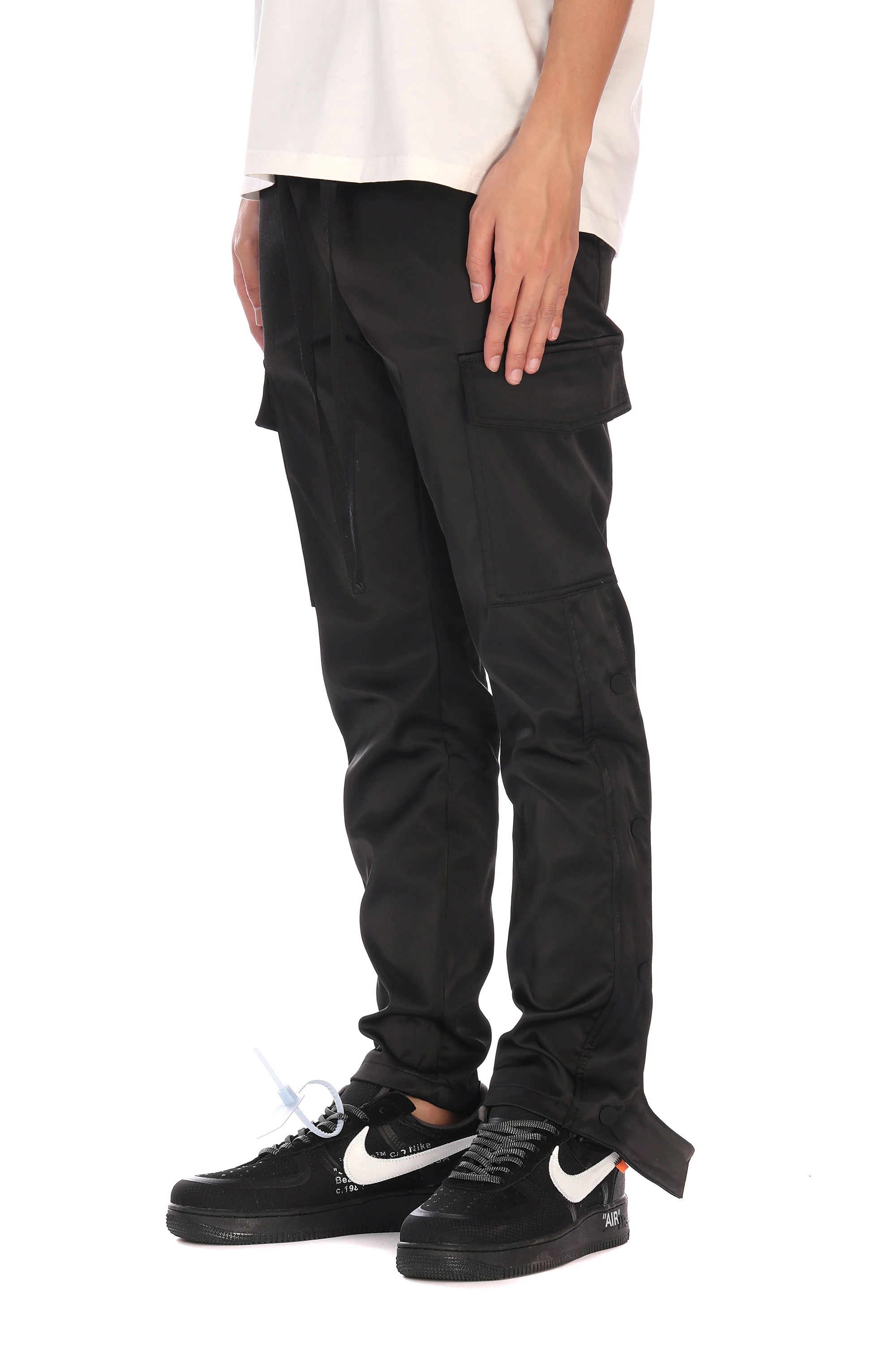 Брюки-карго мужские повседневные, нейлоновые штаны с боковыми кнопками, на завязках