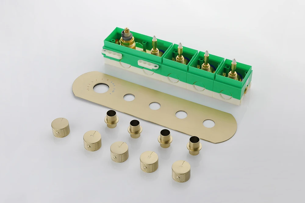 23.6 inch round canopy ceiling concealed shower set, suspended ceiling recessed Russ Gold, LED light, thermostatic top  bathroom