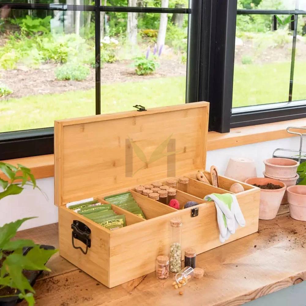 Eco-friendly Custom Small Bamboo Flower Wildflower Vegetables Seed Packets Storage Box