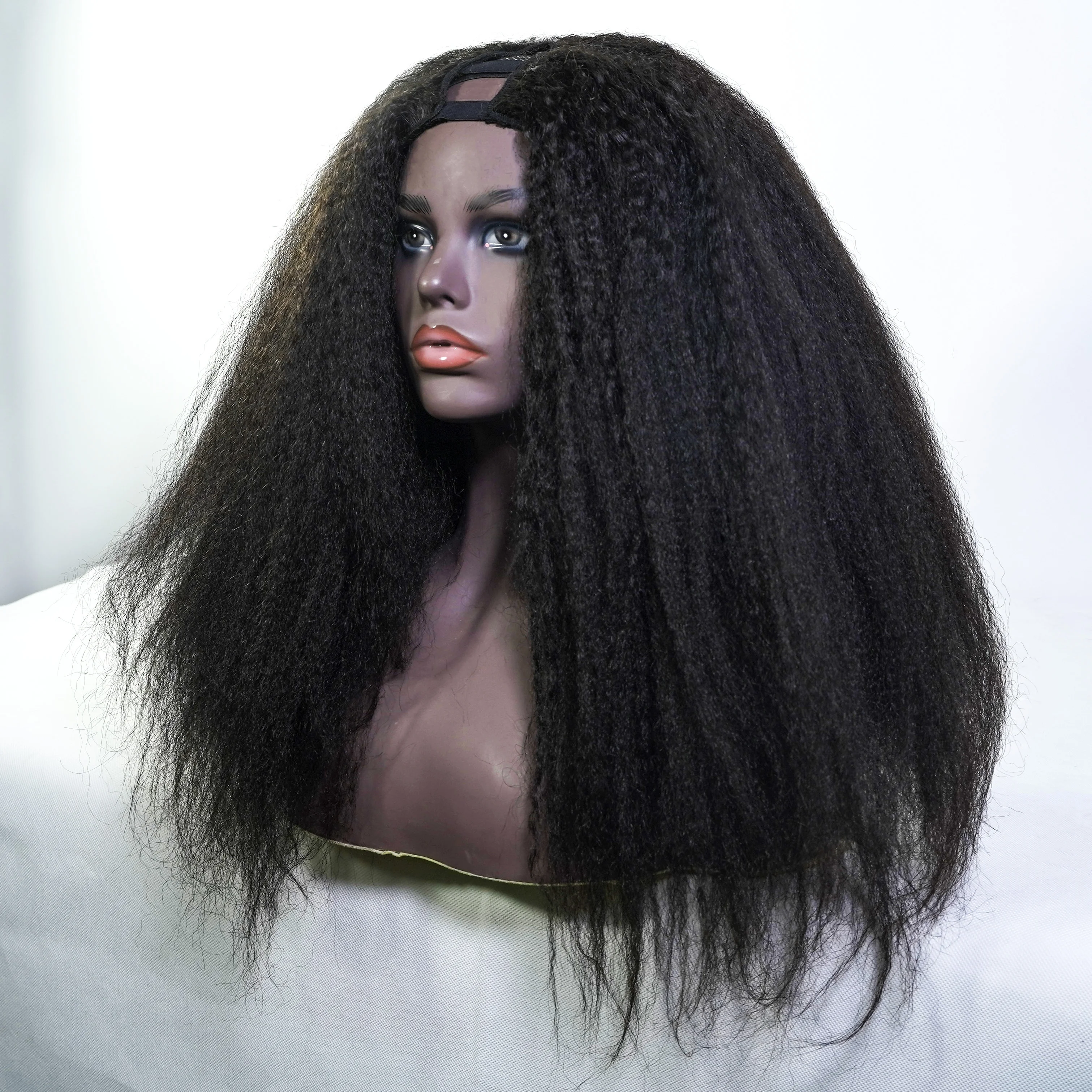 Wholesale Brazilian Hair Virgin Wig Vendors 100% Natural U Part Afro Kinky Human Hair Wig With Bangs For Black Women