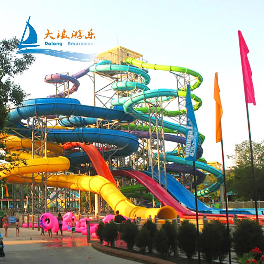 Dalang Brand Water Park Equipment Spiral Water Slide Theme Park Rides Amusement Park Equipment Fiberglass Water Slide Parts