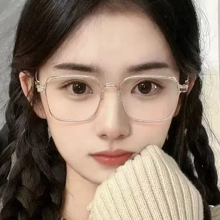 Cheap square eyewear frame Photochromic Stock prescription glasses PC metal Anti blue light computer glasses