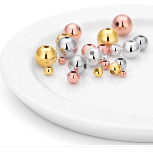 Wholesale 2.4mm solid metal jewelry findings earring bracelet necklace round copper beads raw brass spacer beads