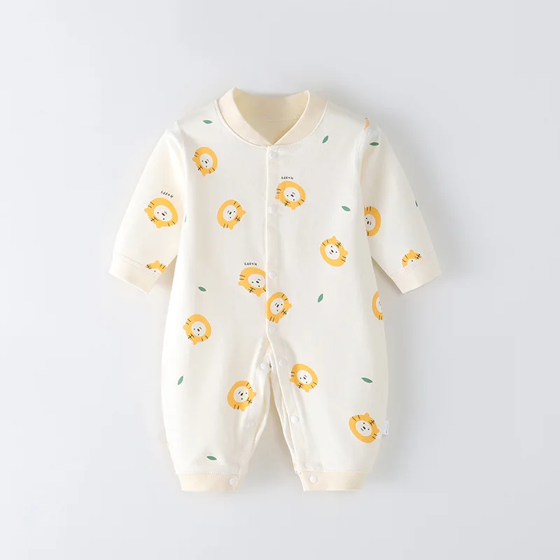 Spring and Autumn Newborn Long Sleeve Combed Cotton Printed Boneless Bodysuit