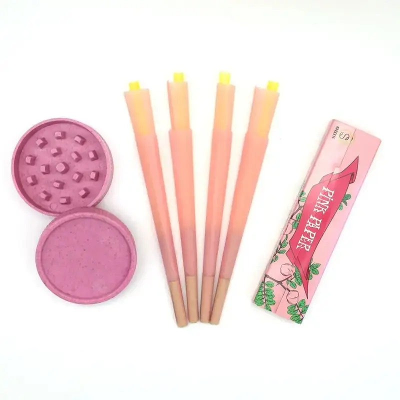 2024 New Cigarette Paper Cigarette Grinder Rolling Tray Biodegradable 4-In-1 Biodegradable Smoking Kit