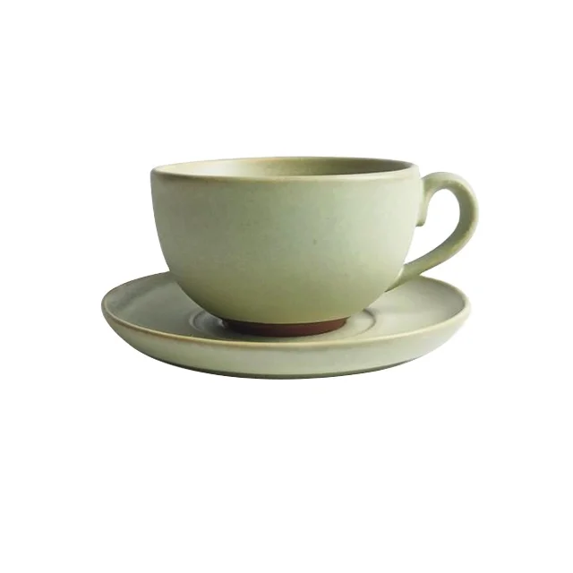 Кофейная чашка и блюдце в современном этническом стиле, бежевая керамическая чашка, набор керамических кружек