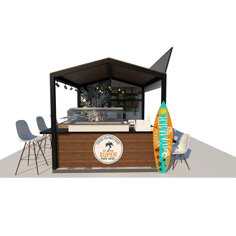 Unique Outdoor Coffee Kiosk Sunshine Wood Custom Food Kiosk