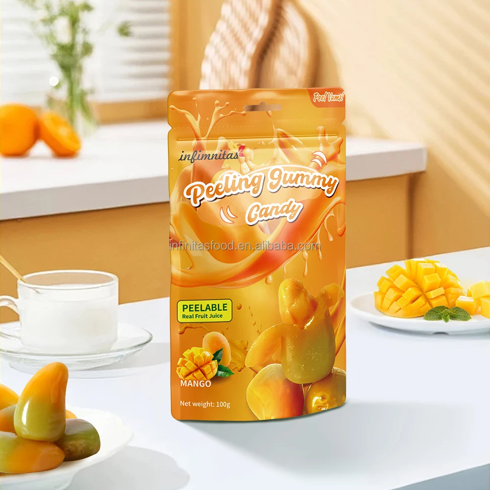 Factory Customizable Healthy Candy Nutritious Fruit Desserts 6 Taste Choices Mango Taste Soft Fruit Peeling Sugar