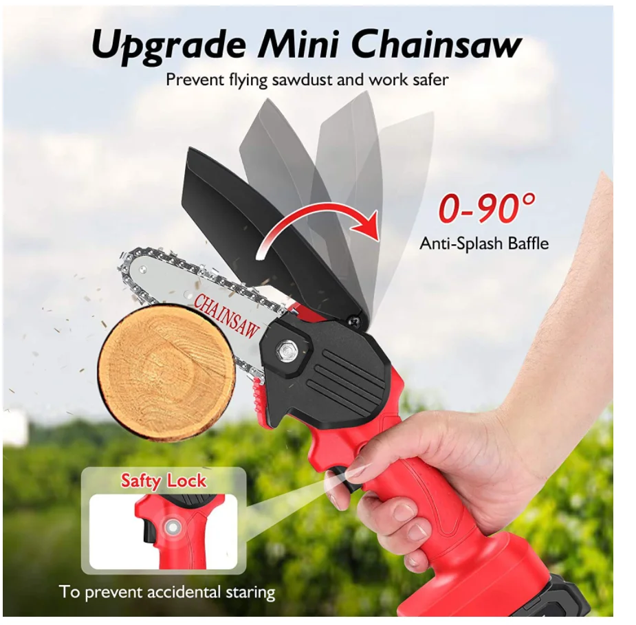 Rechargeable single flashlight chain saw portable 4 inch 6 inch mini chainsaw cordless chainsaw suitable for garden carpentry