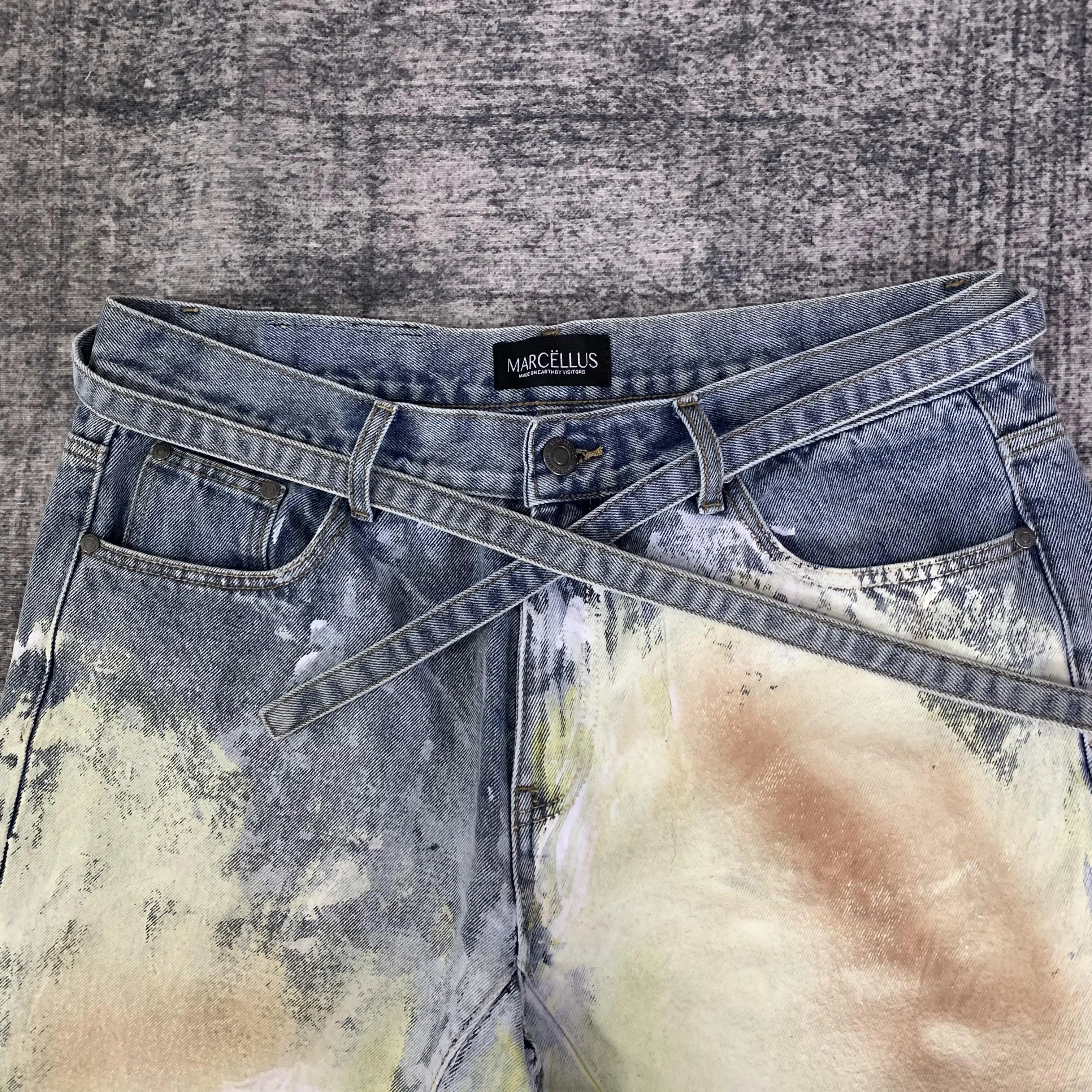 DENIMGUYS на заказ винтажные Y2k готические расписанные вручную граффити в стиле панк свободные уличные джинсы