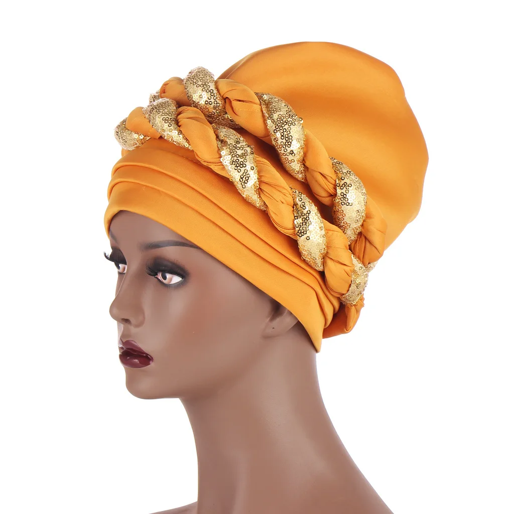  Muslim Braid Turban Cap Women Bandanas Hat For Female Headscarf African With