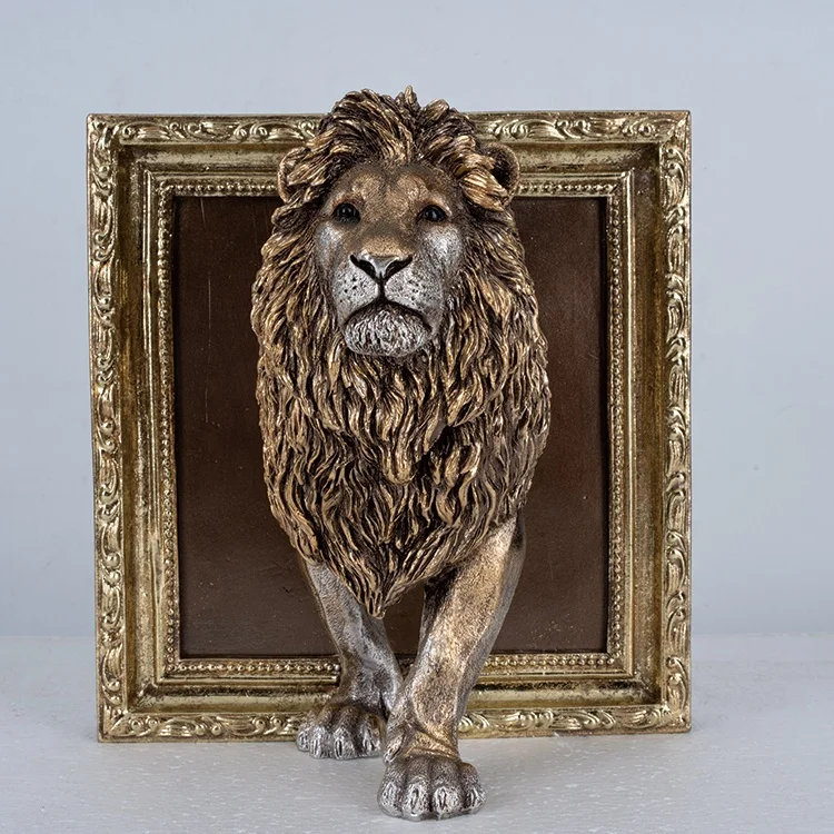 Jiayi Craft Custom Lion Head Wall Sculpture Animal Decoration Wall Arts Lion Head Sculpture