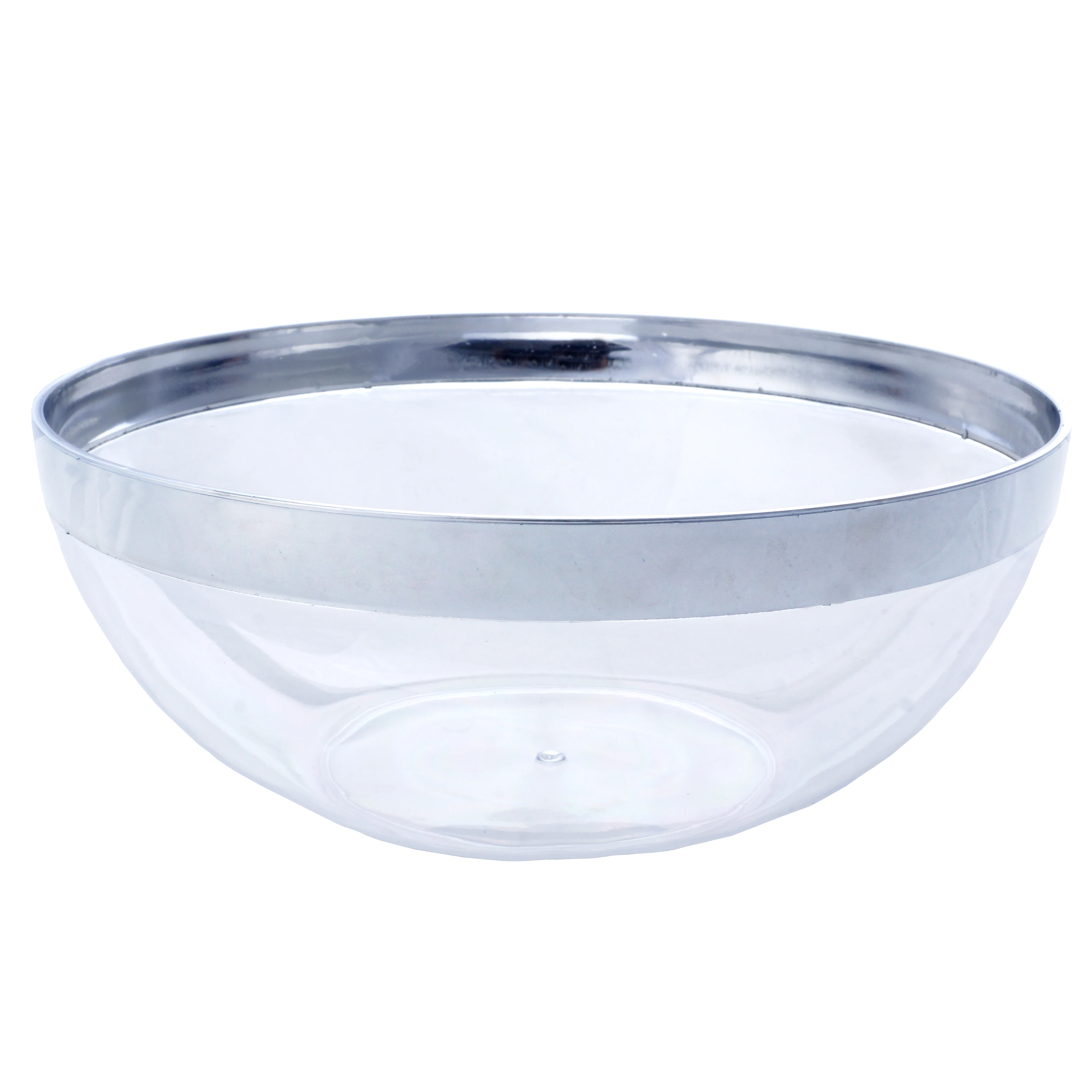 Silver Disposable Rimmed Clear Plastic Bowls