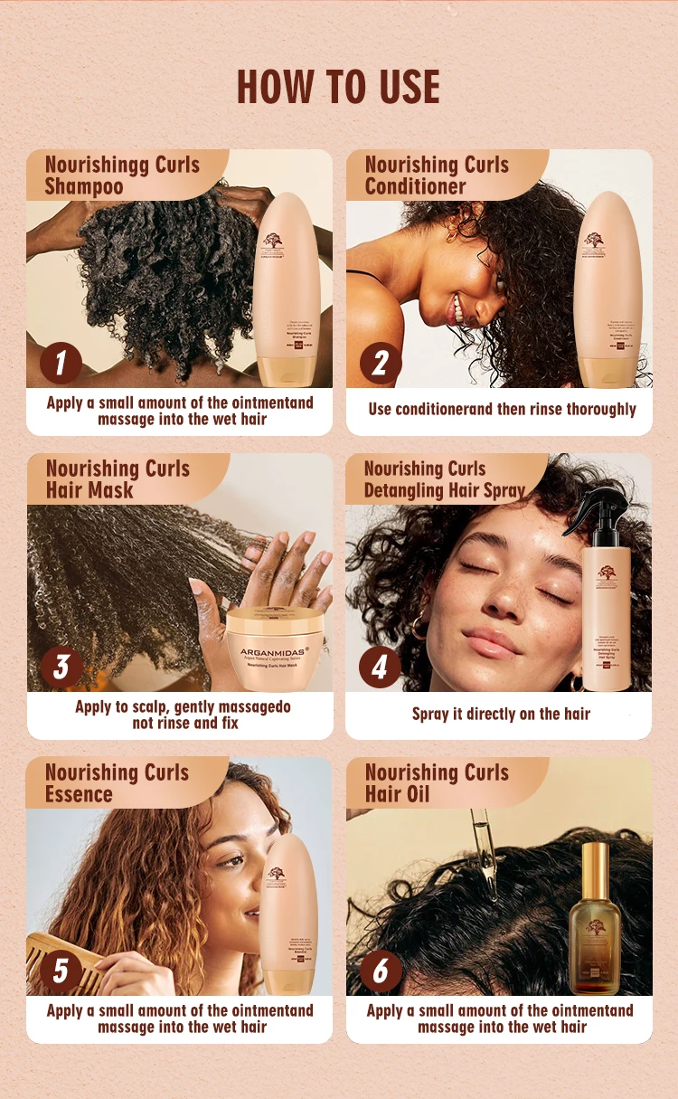 Arganmidas Curl Hair Care Sulfate Free Nourishing Moroccan Argan Oil Protein Moisturizing Hair Shampoo for Curly and Frizzy Hair