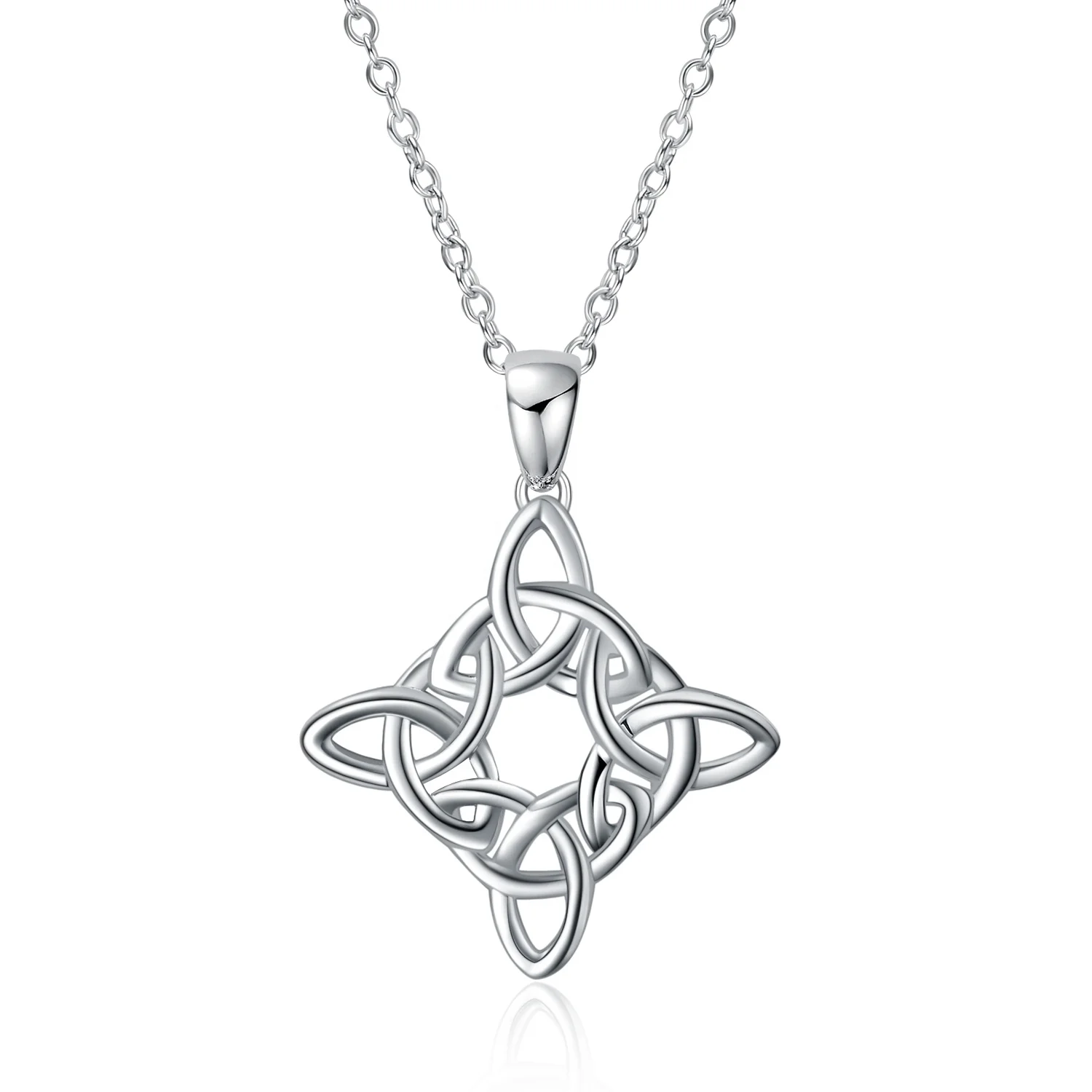 Minimalist Design 925 Sterling Silver Rhodium Plated Custom Celtic Knot Necklace for Women