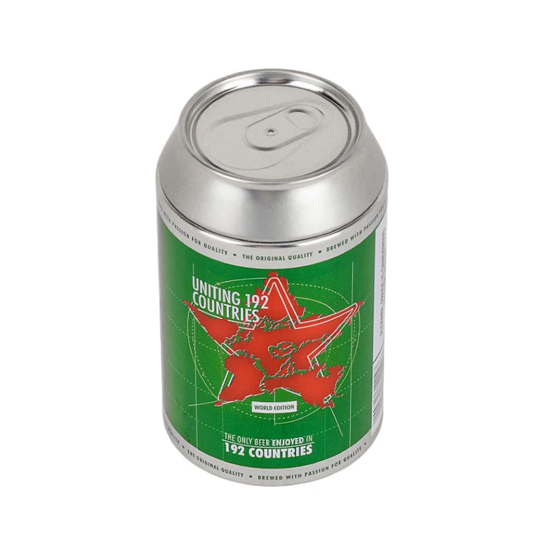 Promotional Beer Cola Shaped Tin Round Empty Metal Tin Can Recyclable Gift Underwear Socks Tin Packaging With Removable Lids