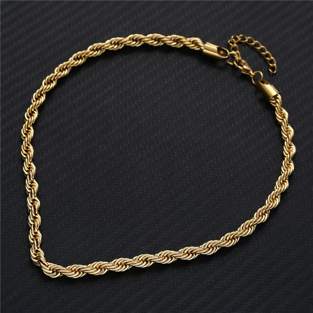 Non tarnish necklace Stainless steel twist chain necklace female hip-hop punk style personality clavicle sweater chain