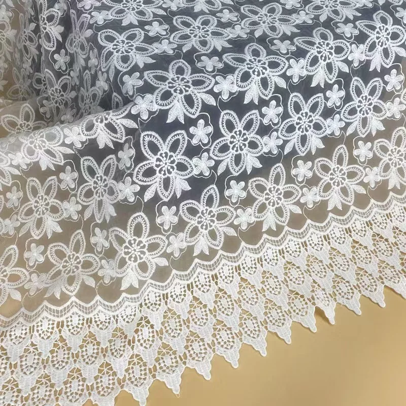 Wholesale tulle embroidered fabric swiss voile lace soft chiffon with floral embroidery fabric