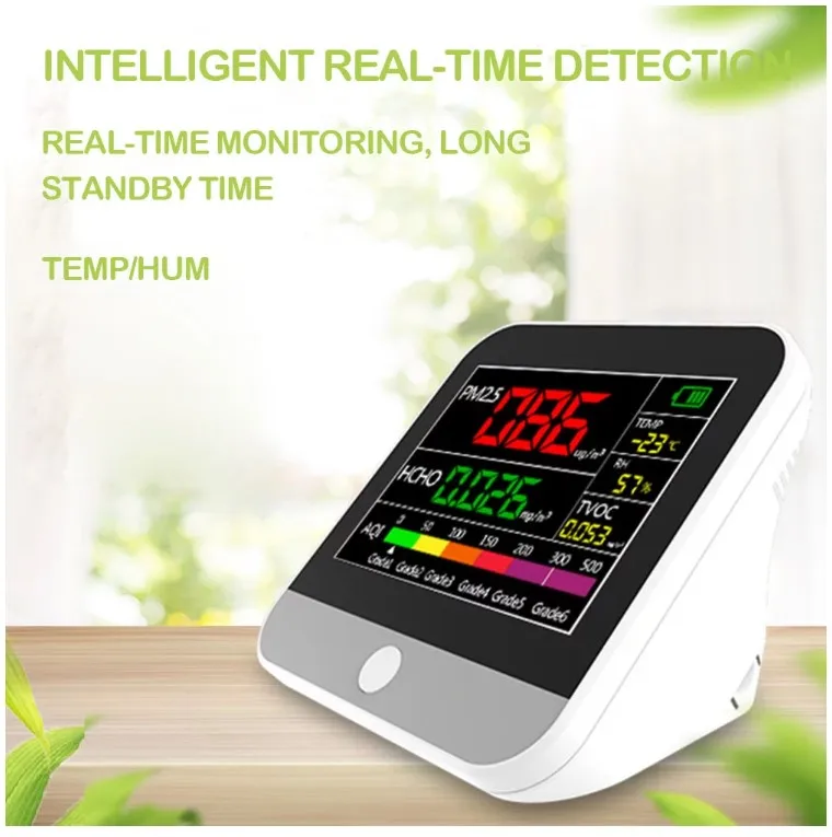 Household PM2.5 dust particle concentration monitor intelligent indoor air quality detector USB charging HCHO/TVOC gas analyzer