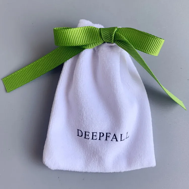 Custom Emboss Velvet Jewelry Pouch Bag Velvet Pouch Bag Jewelry With Ribbon Bow