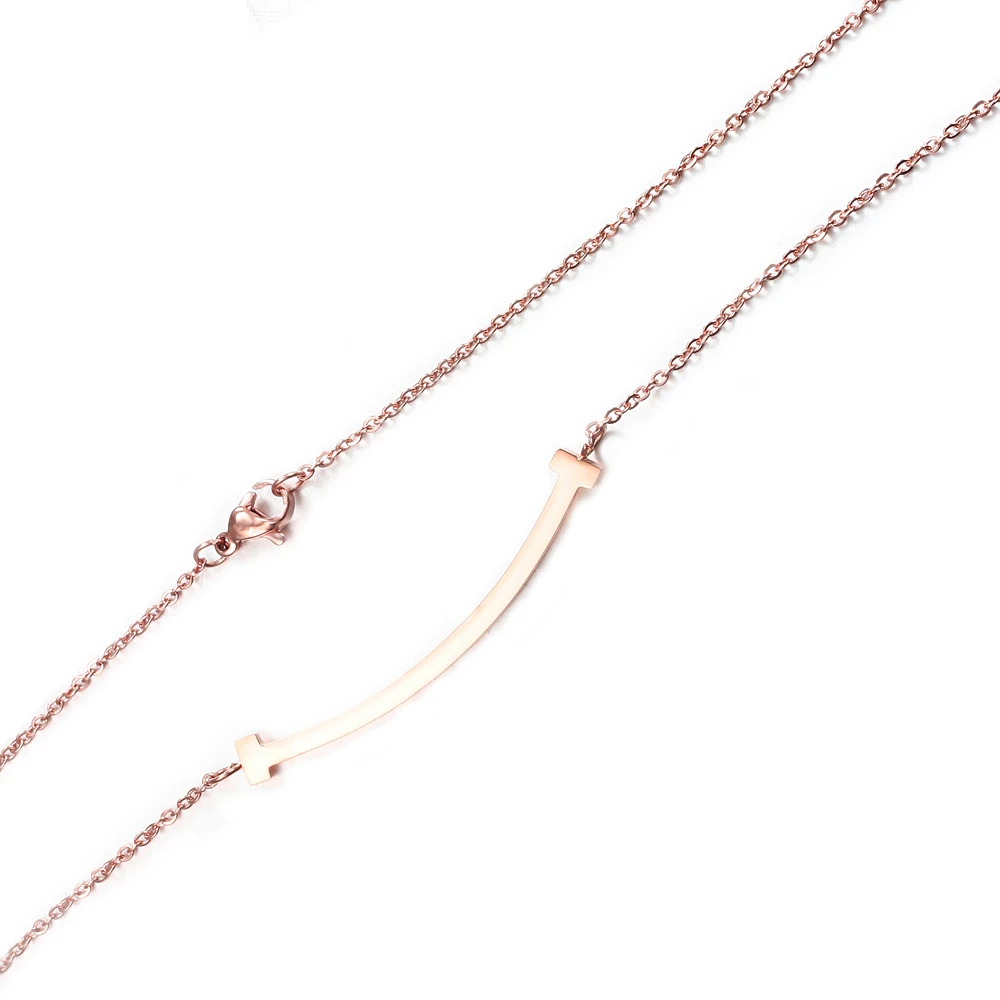 Titanium steel rose gold  Word necklace niche design simple temperament female