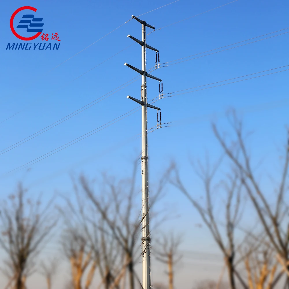 60ft galvanized steel tubular utility power pole galvanized metal steel pole