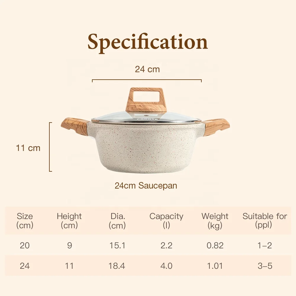 Alibaba Carote die cast aluminum stock pot granite white non stick 24cm soup stock pot