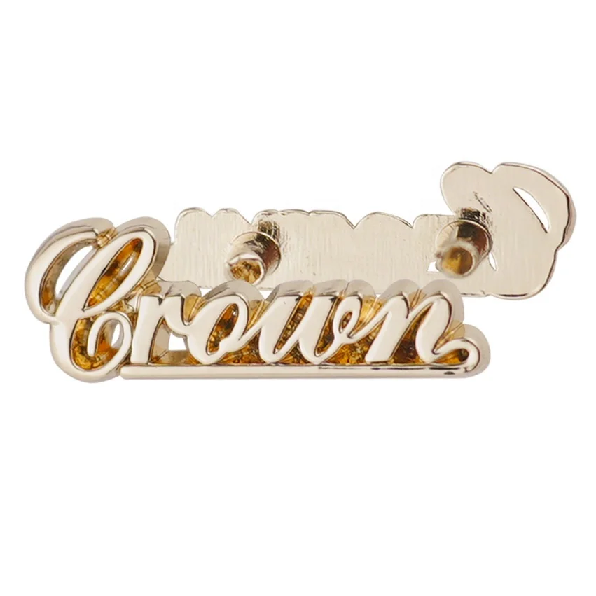 JinYi Hardware Manufacturer Engraved Brand Logo Design Plating Garment Labels Custom Zinc Alloy Clothing Metal Labels