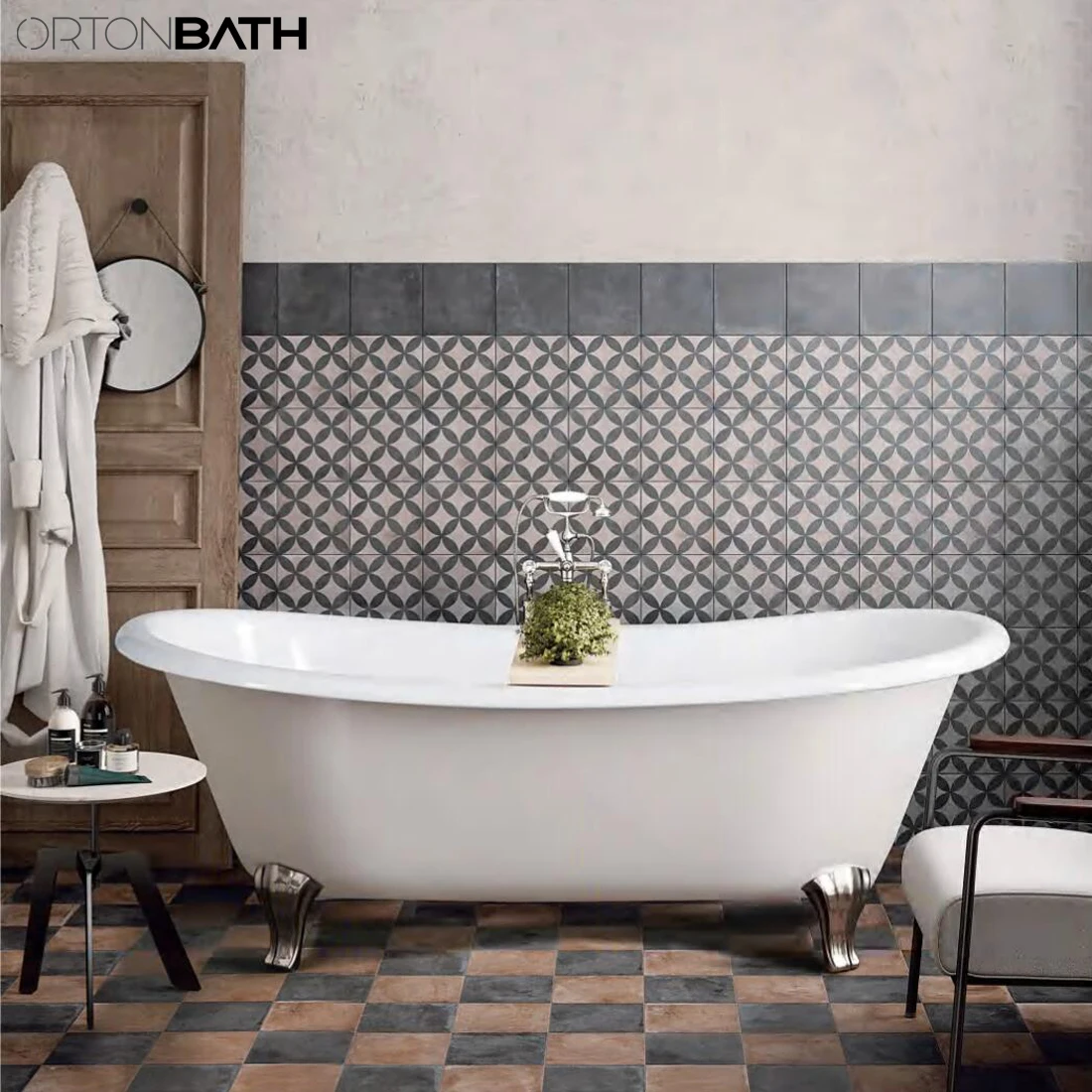 Классическая Ванна ORTONBATH акриловая эмалированная чугунная с традиционными львиными ножками низкая цена отдельно стоящая