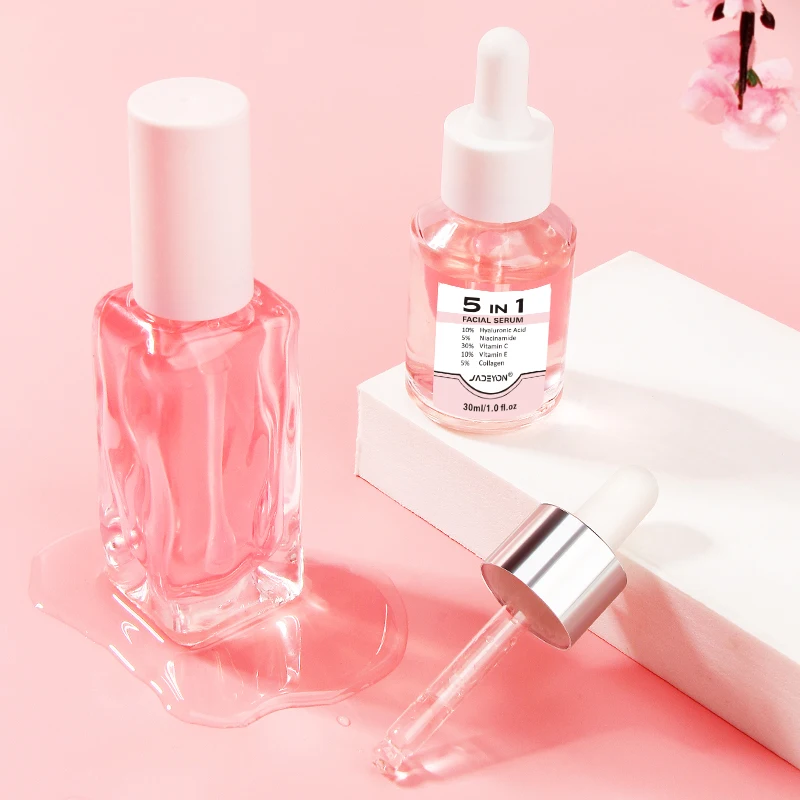 Hot New 5-in-1 Hyaluronic Acid Serum Anti-Aging Hydrating Face Skin Care with Niacinamide Vitamin E Facial Whitening Vitamin C