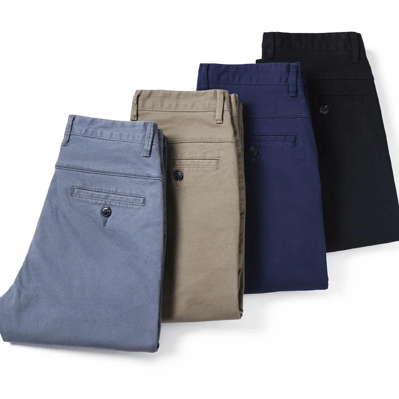 Custom OEM ODM brand casual classic cotton soft light slim fit straight men dress chino khaki trousers pants