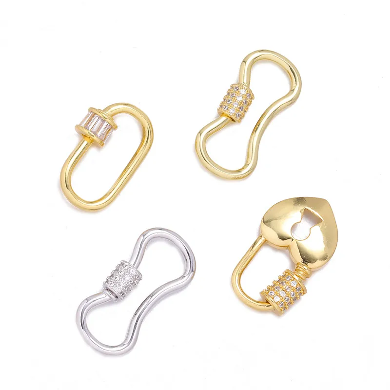 
18 k gold-plated brass jewelry accessory buckle screw lock claps connector 
