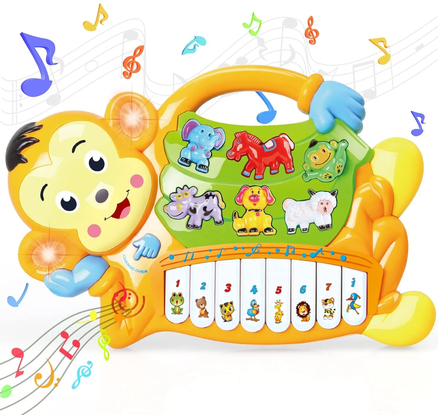 DADI OEM&ODM Cute Cartoon Animal Monkey Electric Piano Plastic Toys Baby Piano Keyboard Toy For Kids