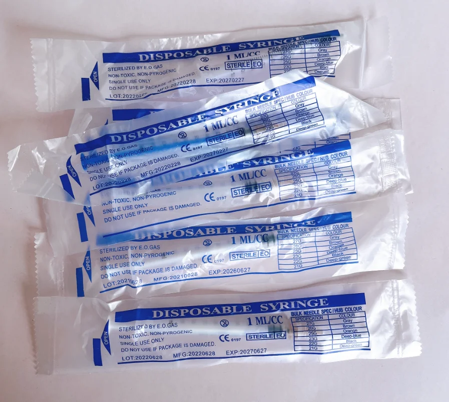 Wholesale high quality disposable beauty syringe 1ml luer slip and luer lock syringe